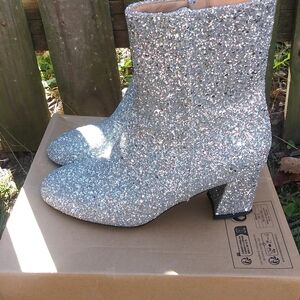 Silver Glitter Ankle Boots